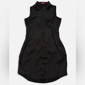 Guess Black Alina Logo Shirt Dress Size XS Logomania Casual LBD Shirtdress
